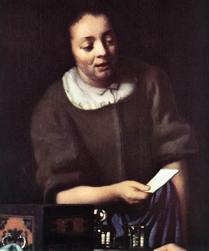 VERMEER VAN DELFT, Jan Lady with Her Maidservant Holding a Letter (detail)er